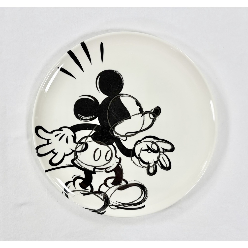 Vintage Zak Designs Disney Mickey Mouse Sketchbook Melamine Plate 10 Inch Black